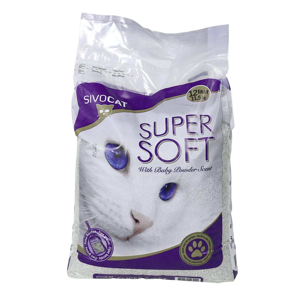 Litière SIVOCAT pour chat SUPERSOFT 12 L Parfum poudre de bébé